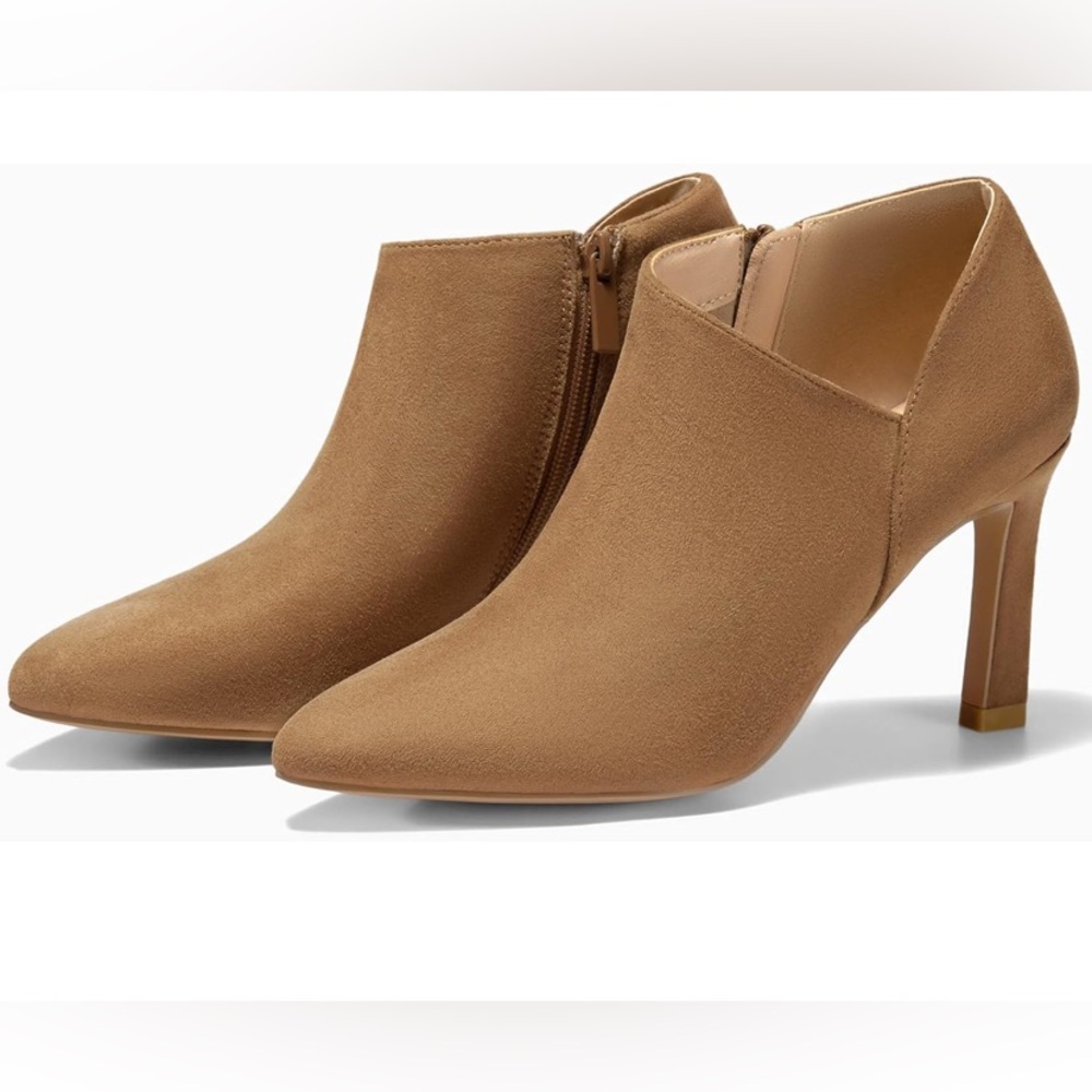 Coutgo Elegant Tan Suede Ankle Boots